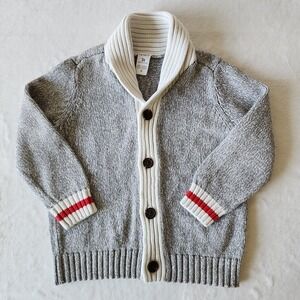 Carters 3T Cardigan Sweater Kids Toddler Marled Grey Knit Classic Sock Monkey
